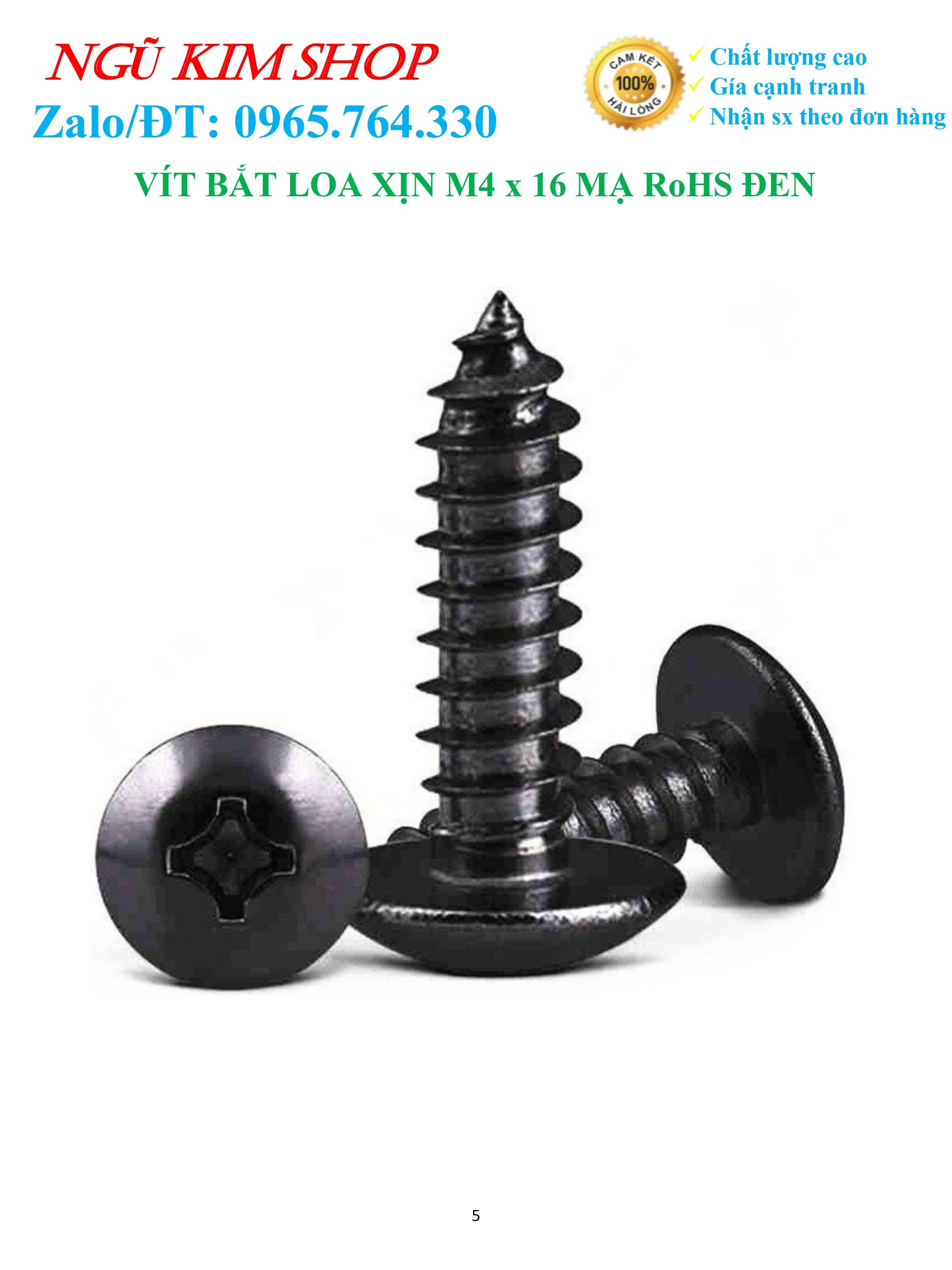 VÍT BẮT LOA XỊN _ M4 x 16 XI RoHS ĐEN