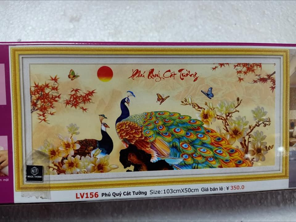 Tranh đính đá ĐÔI CÔNG Phú quý cát tường LV156 kích thước 102x50 cm