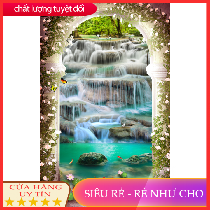 Tranh dán tường 3d cửa sổ phòng khách, phòng ngủ