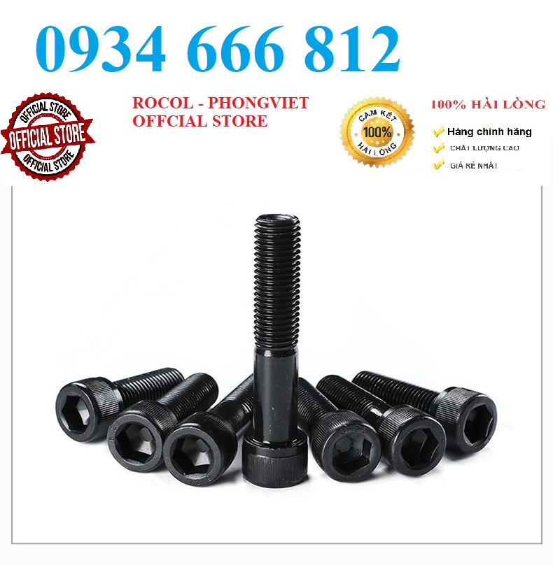 Set 10 cái,5 cái M3, M4 Bulong lục giác chìm đầu trụ cấp bền 12.9 M3, M4