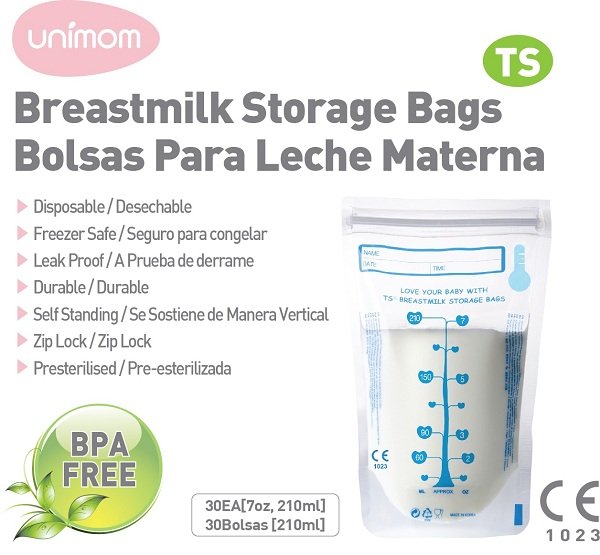 Hộp túi đựng sữa mẹ unimom compact không có bpa 210ml - ts um870176 cảm ứng nhiệt