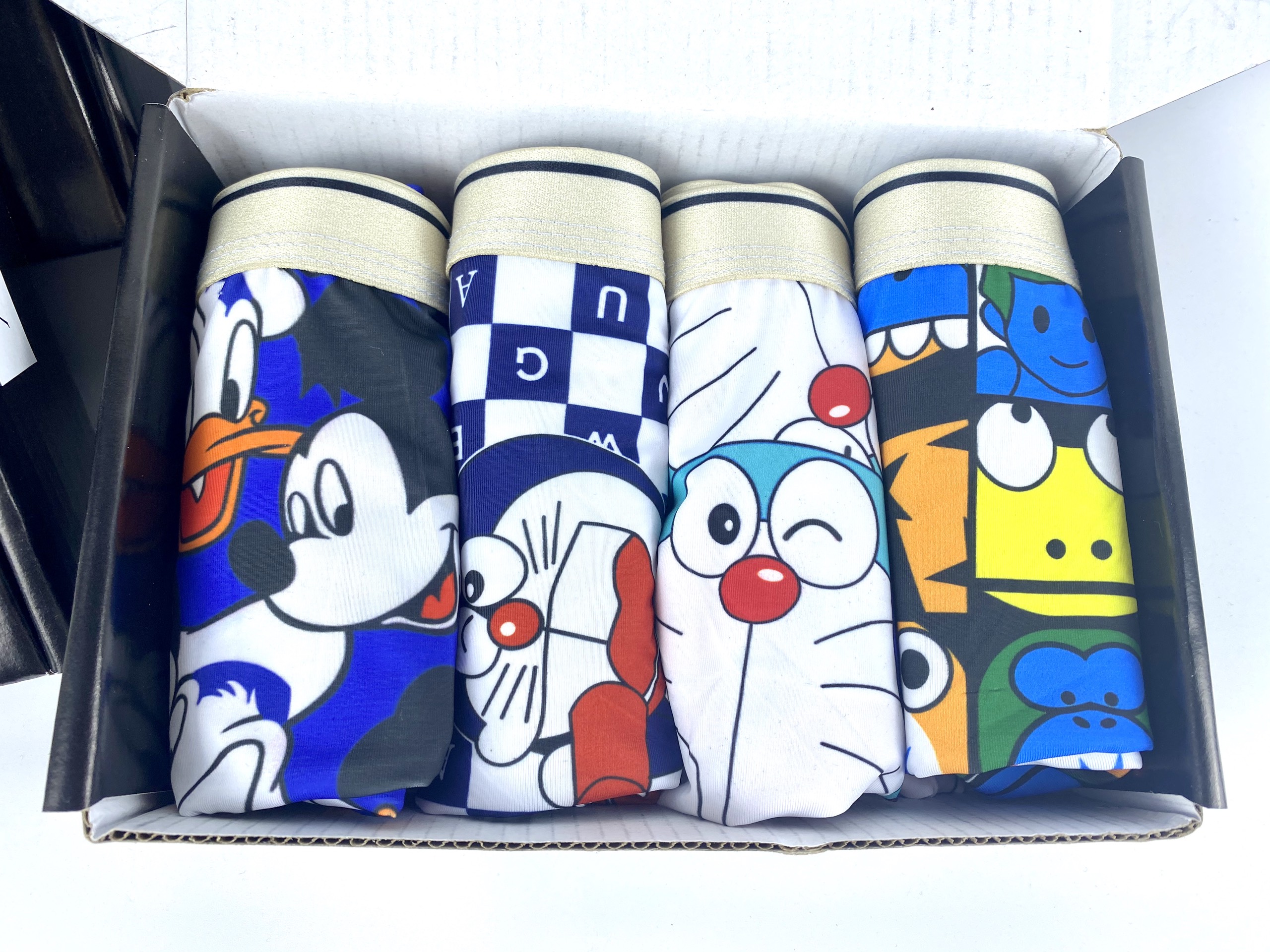 Box 4 male panties, boxers briefs cool high grade motifs cartoon characters hình-đoremon, mickey Mouse, .. [the picture random]