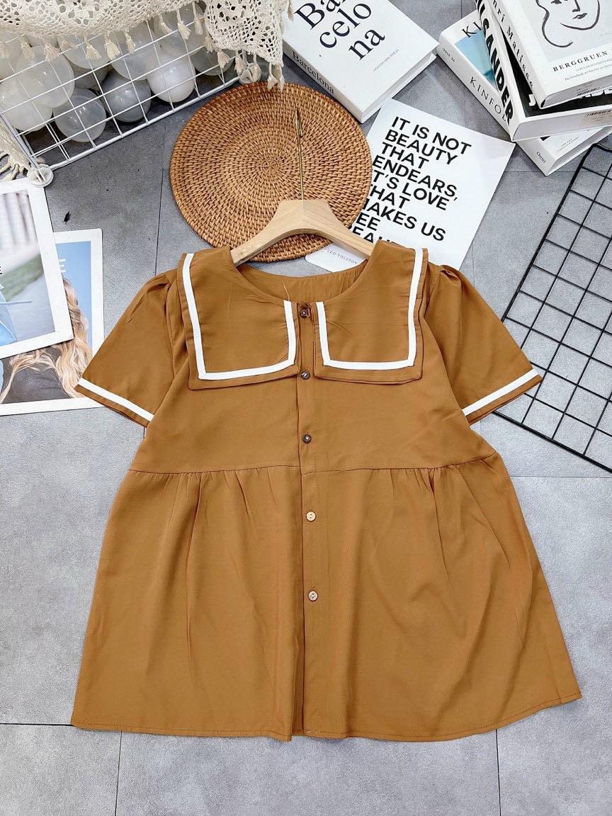 Áo Bầu Cổ Vuông Sơ Mi Thô Mềm Đẹp