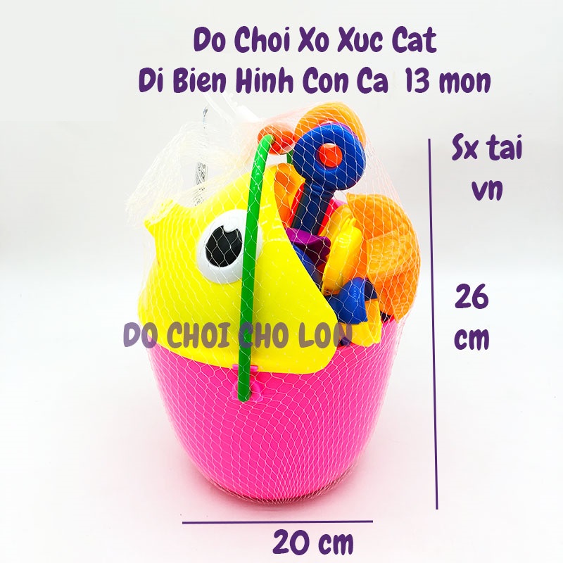 Đồ chơi xúc cát cho bé size lớn chuyên đi biển có guồng quay gồm 14 món cho bé cao cấp