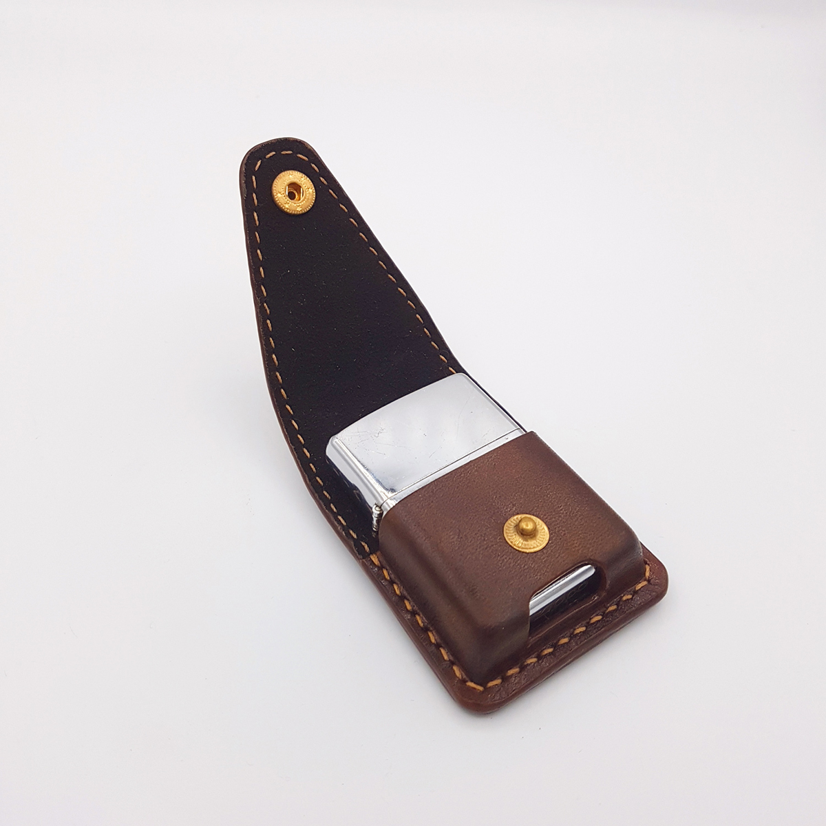 Bao da zippo cao cấp, da thật nhập khẩu, miễn phí khắc laze,Màu nâu