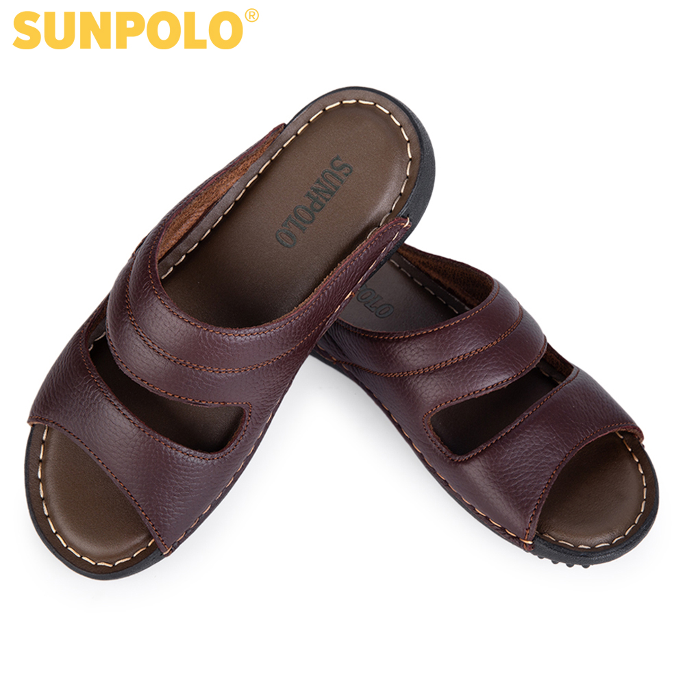 Dép nam da bò SUNPOLO DQN024 (Đen, Nâu)