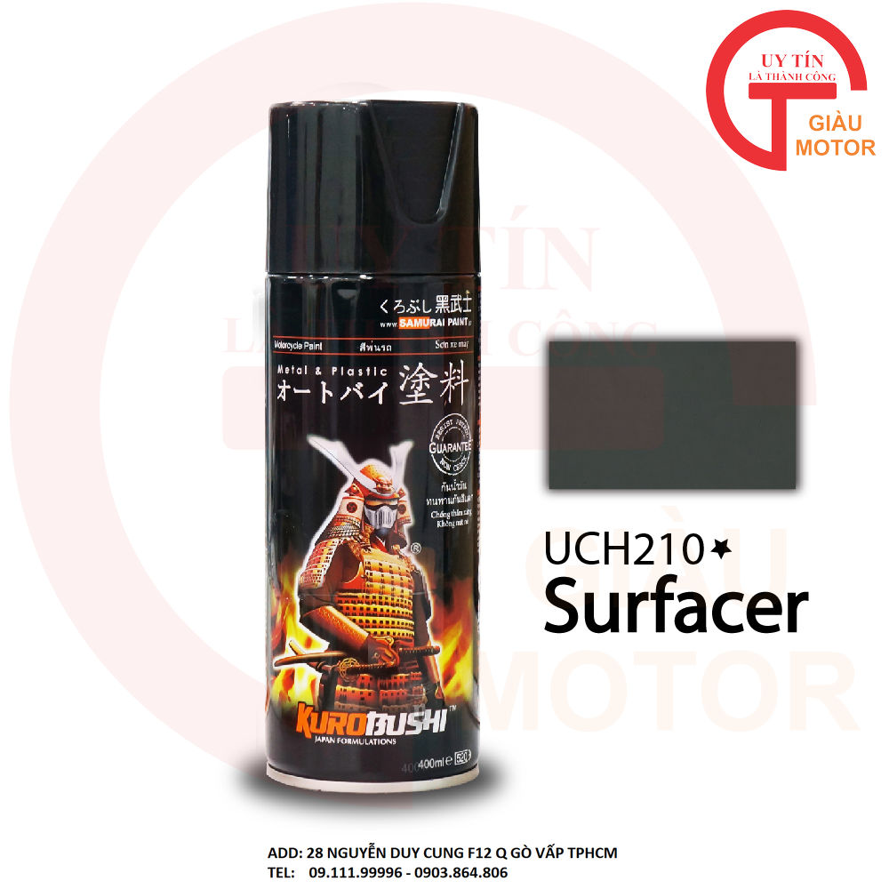 Chai sơn lót sơn xe máy Samurai UCH210 1 thành phần  Surfacer