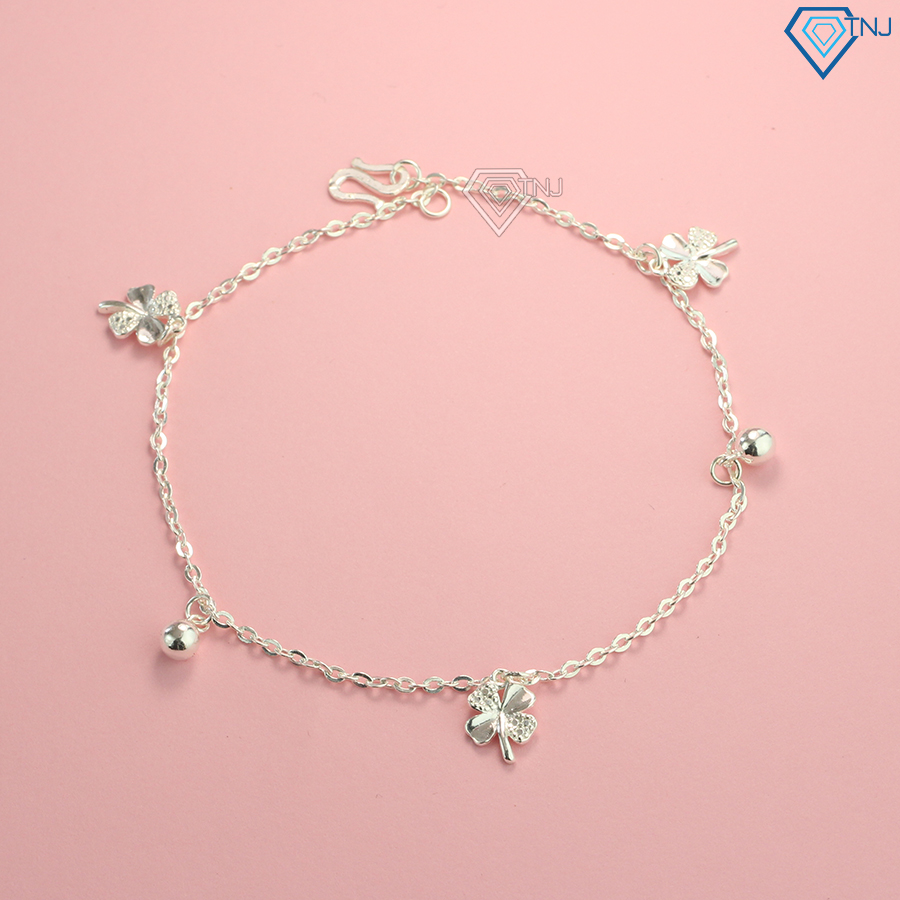 Lắc chân nữ bạc thật cỏ 4 lá may mắn LCN0068 - Trang Sức TNJ