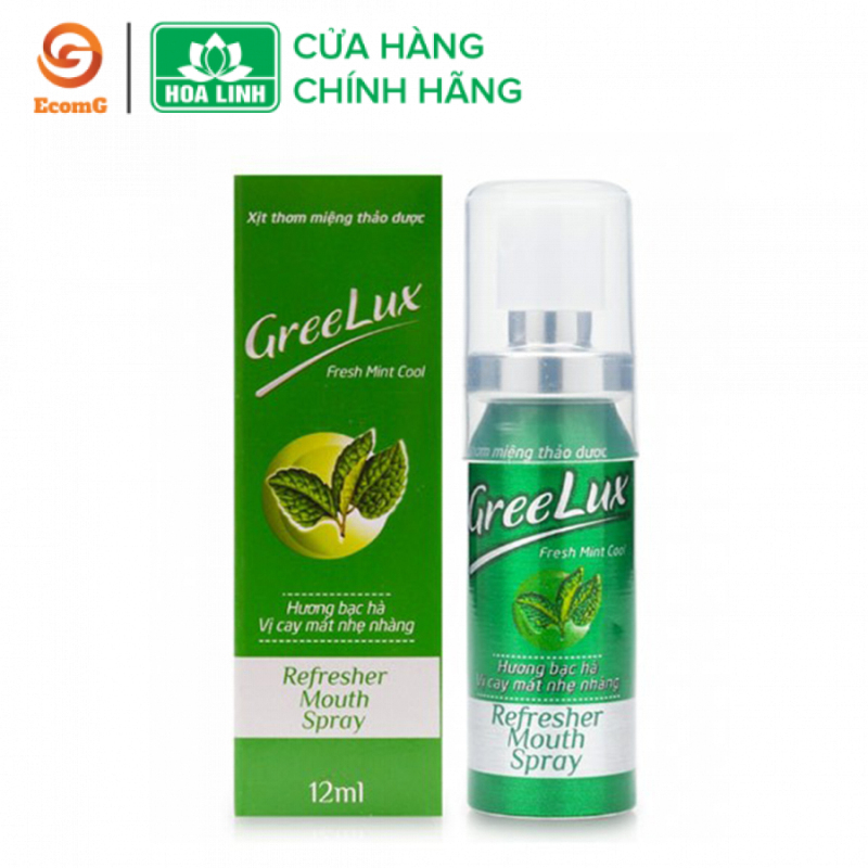 Xịt thơm miệng Greelux thảo dược bạc hà nhẹ nhàng (xanh lá) 12ml - GL1-01, giúp làm thơm miệng tức thì, khử mùi hôi miệng, mùi thức ăn,…mang lại cho bạn hơi thở thơm mát