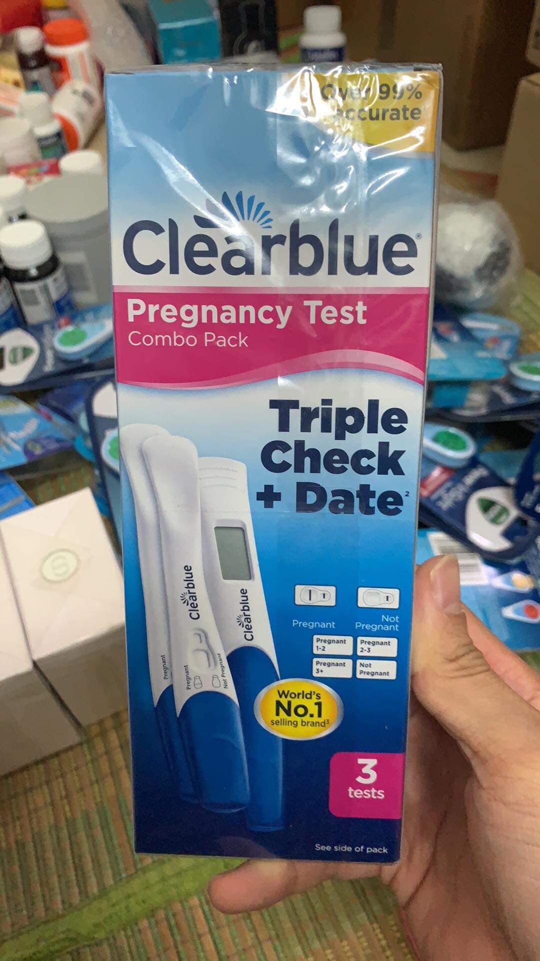 Que thử thai Clearblue Pregnancy triple check date