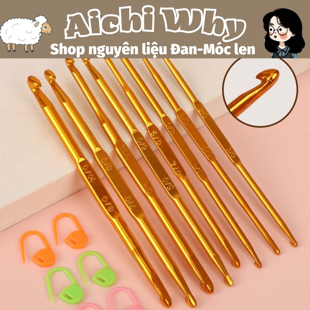 Kim móc len 2 đầu cán vàng