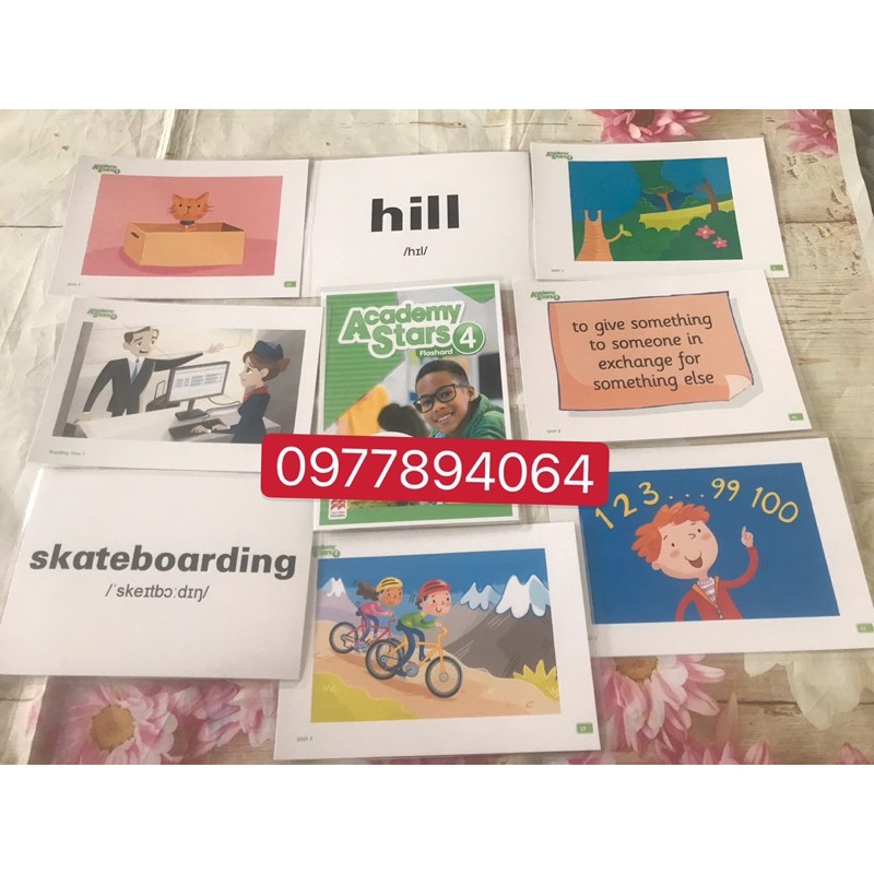 Flashcards Academy stars stater 1-2-3-4 (khổ A5, in 2 mặt)