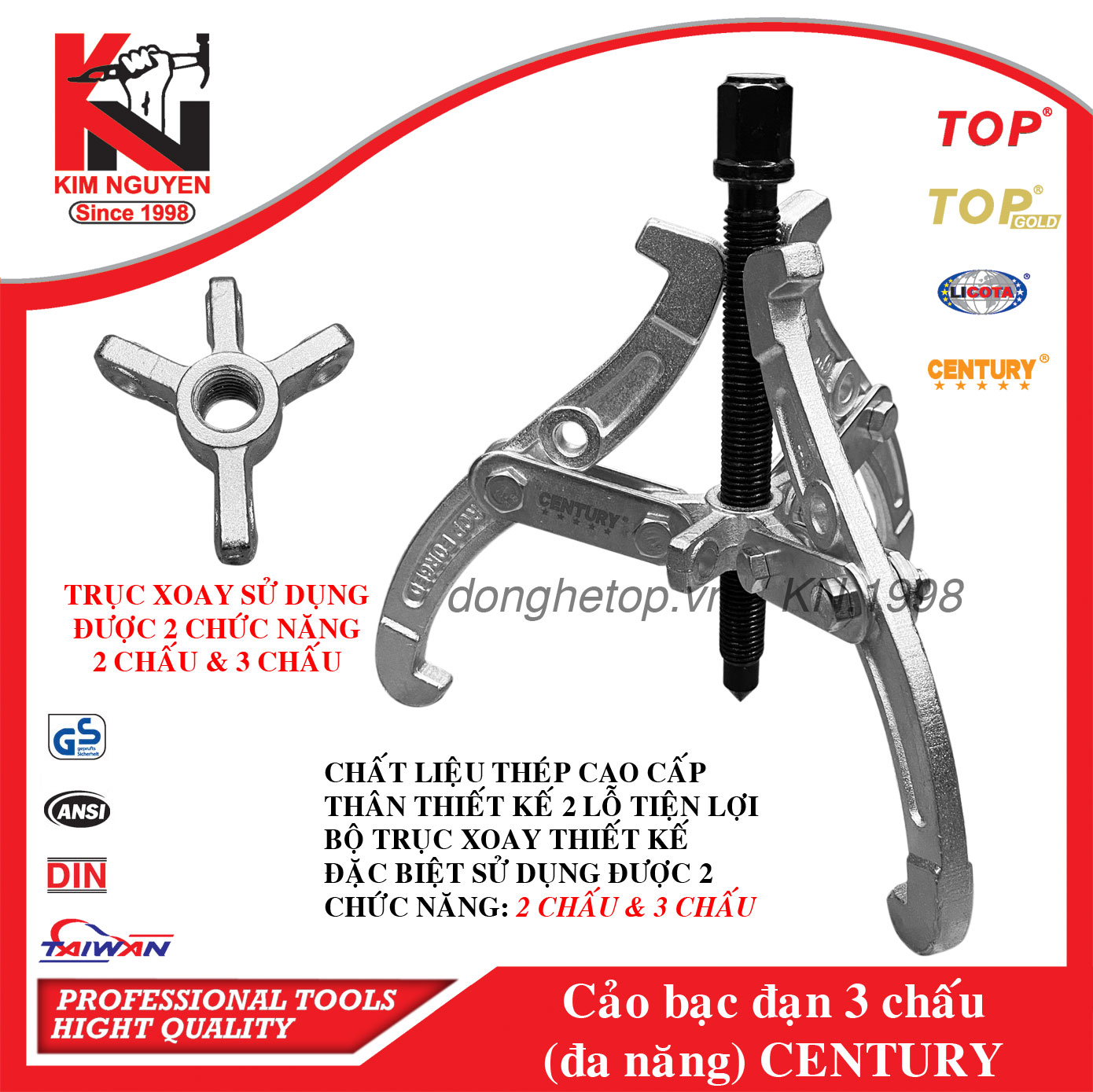 Cảo 3 chấu 2 chức năng century nhiều quy cách lựa chọn từ 3"/4"/6"/8"