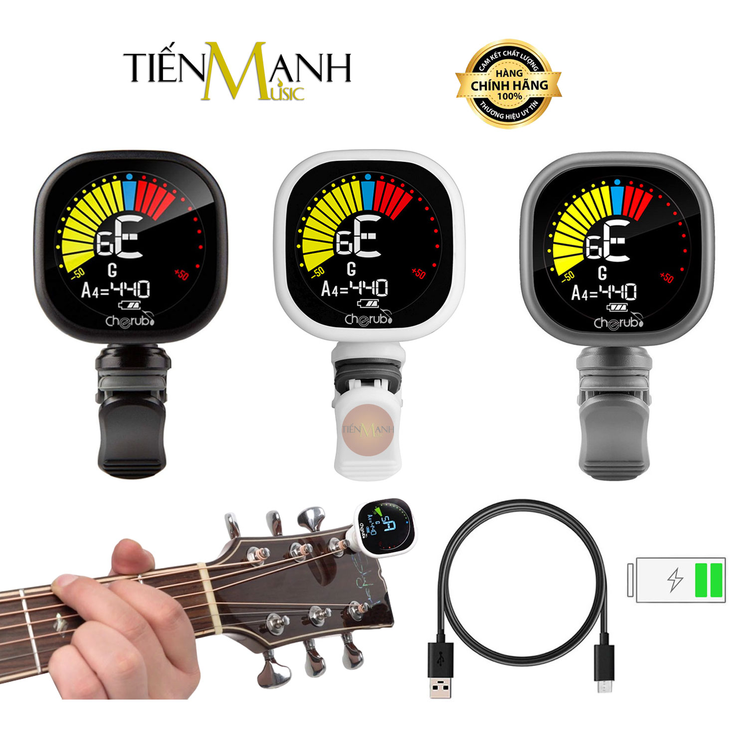 Máy lên dây đàn guitar, ukulele, violin cherub wst-675 chỉnh âm bass, chromatic clip on tuner wst675 tuning acoustic wst 675