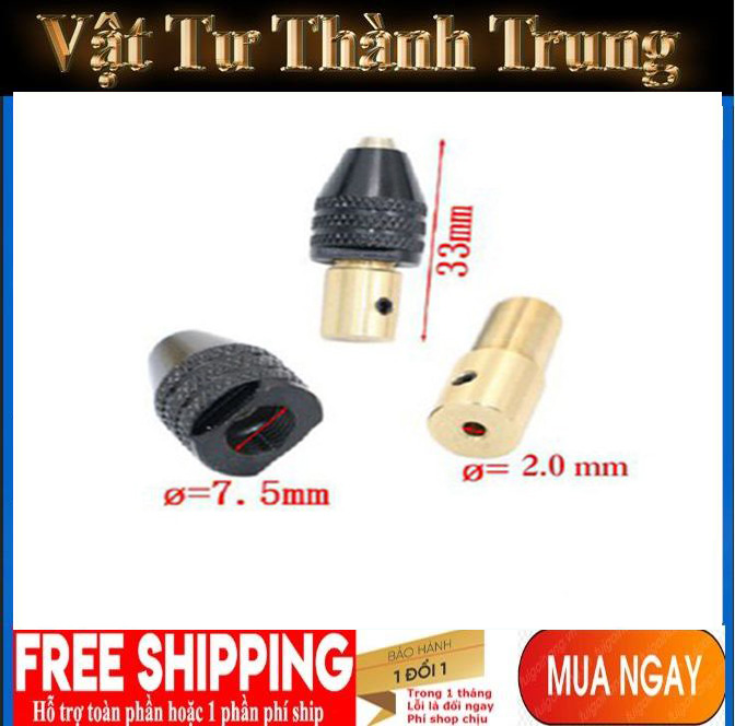Đầu kẹp mũi khoan cho Motor trục 2mm