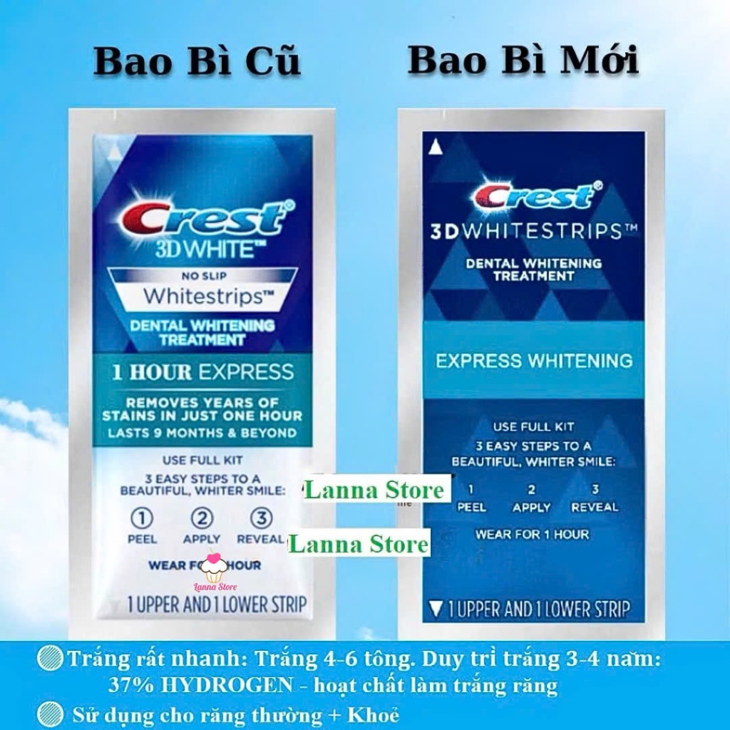 Combo 14 miếng (7 gói /7 ngày) dán trắng răng Crest 3D White - Mỹ ( Professional Effects / Glamorous / 1 hour/ flexfit )