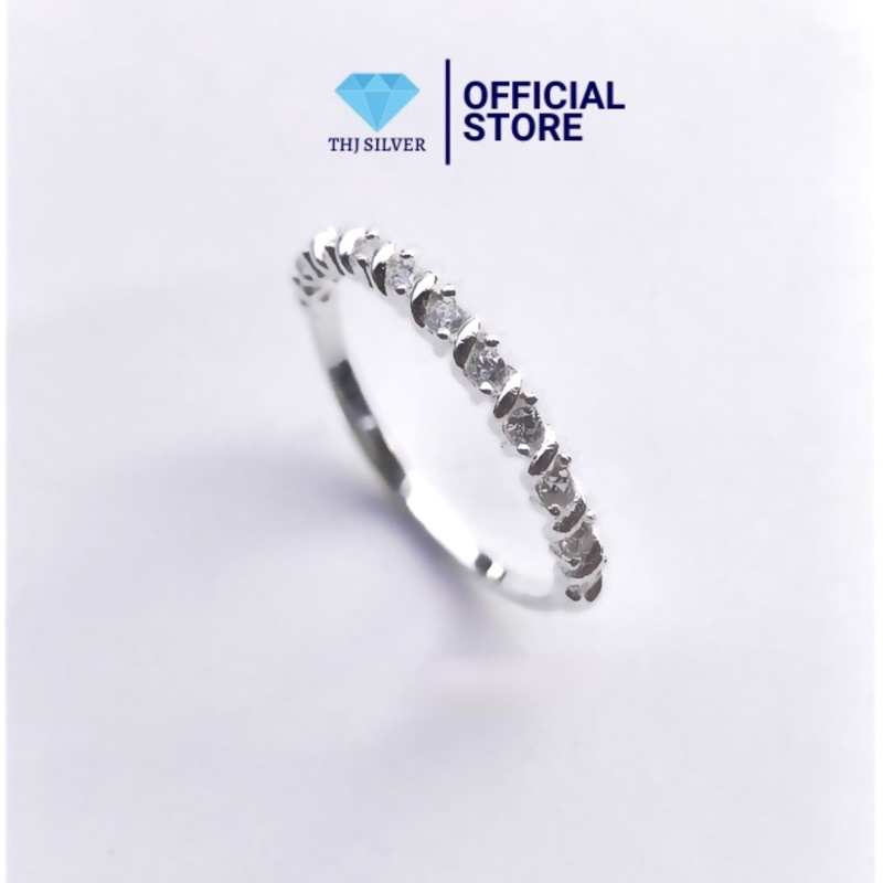 Nhẫn xoắn đính đá chuẩn bạc ta