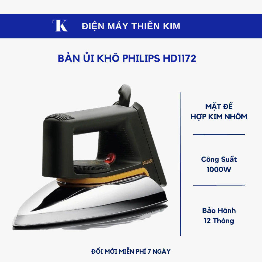 Bàn ủi khô philips hd1172 - 1100w bàn ủi - bảo hành 24 tháng toàn quốc