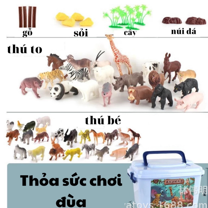 Bộ đồ chơi con thú rừng 58 chi tiết cho bé
