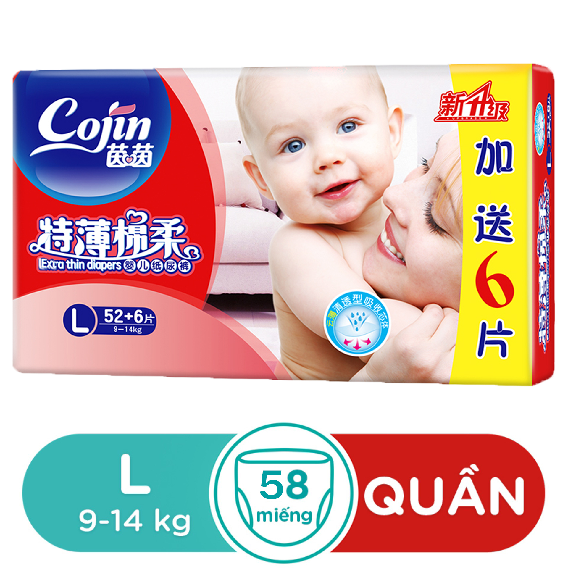 Tã/Bỉm dán siêu mỏng thấm gói siêu lớn S82 / M68 / L58 / XL50
