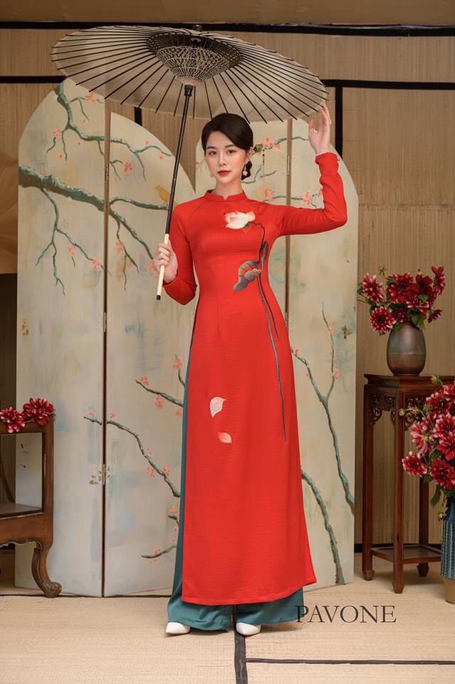 Áo dài lụa tây thi thêu cao cấp đủ size