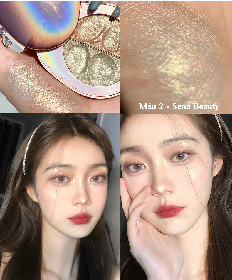 Phấn Má Nhũ Kiêm Phấn Bắt Sáng 2in1 GlamColour Vỏ Sò