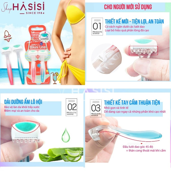 Set 2 dao cạo vùng kín Bikini KAI hàng Nhật Bản (Made in Japan)