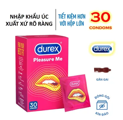 Bao Cao Su Durex Úc, Bao Cao Su Durex Pleasure Me Gân Gai, Size 56, hộp 30 chiếc- Hidden Beauty