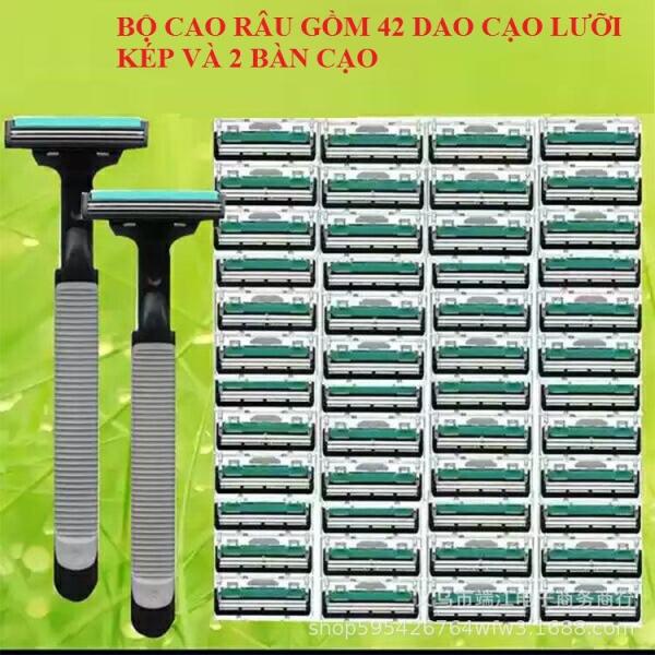Bộ dao cạo râu giá rẻ cho nam giới 42 dao cạo lưỡi kép + 2 bàn cạo