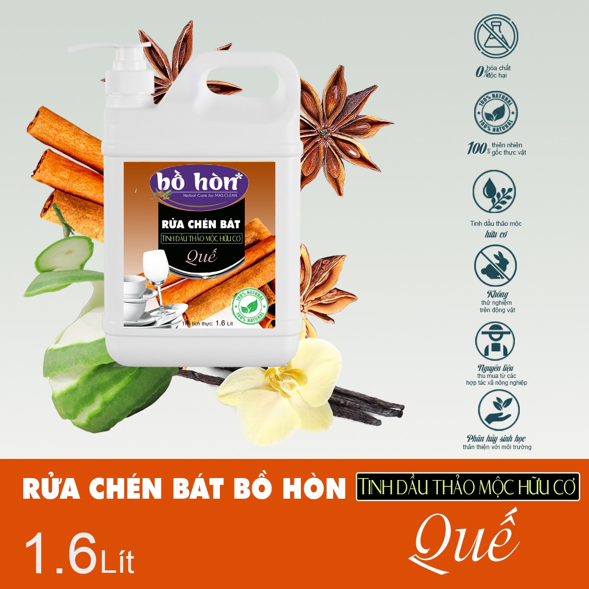 Nước rửa chén hữu cơ Bồ Hòn Mas.Clean