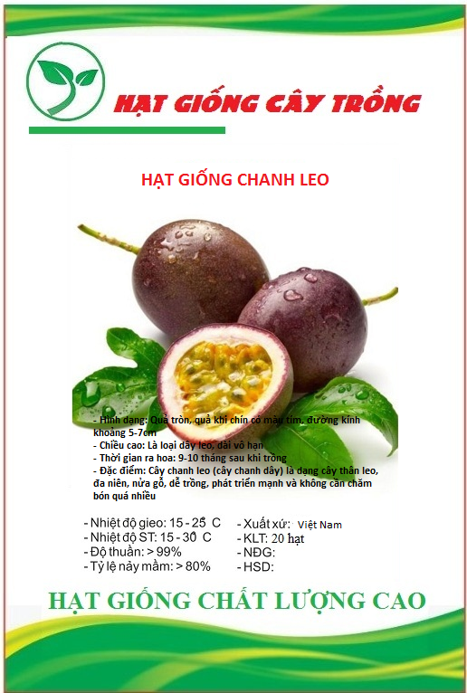 Hạt giống chanh leo - chanh dây - Gói 20 hạt
