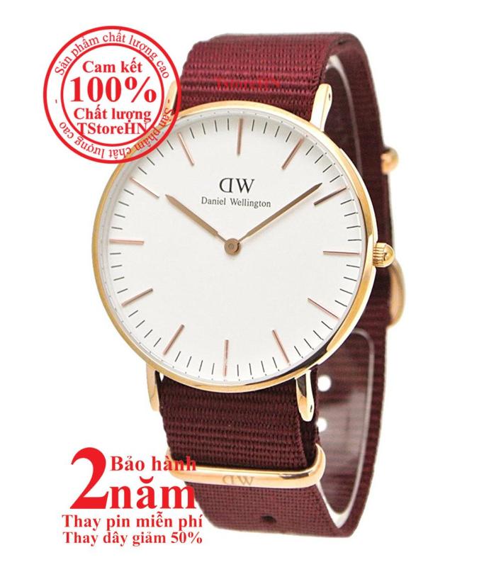 Đồng hồ nữ D.W Classic Roselyn 36mm - Màu vàng hồng (Rose Gold), Dây Fabric đỏ (Ruby Red), DW00100271