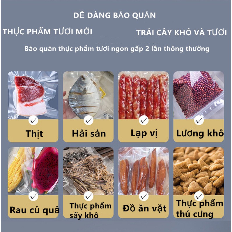 [ TẶNG KÈM  10 TÚI HÚT ]Máy Hút Chân Không Thực Phẩm Kèm Hàn Miệng Túi Vacuum Sealer