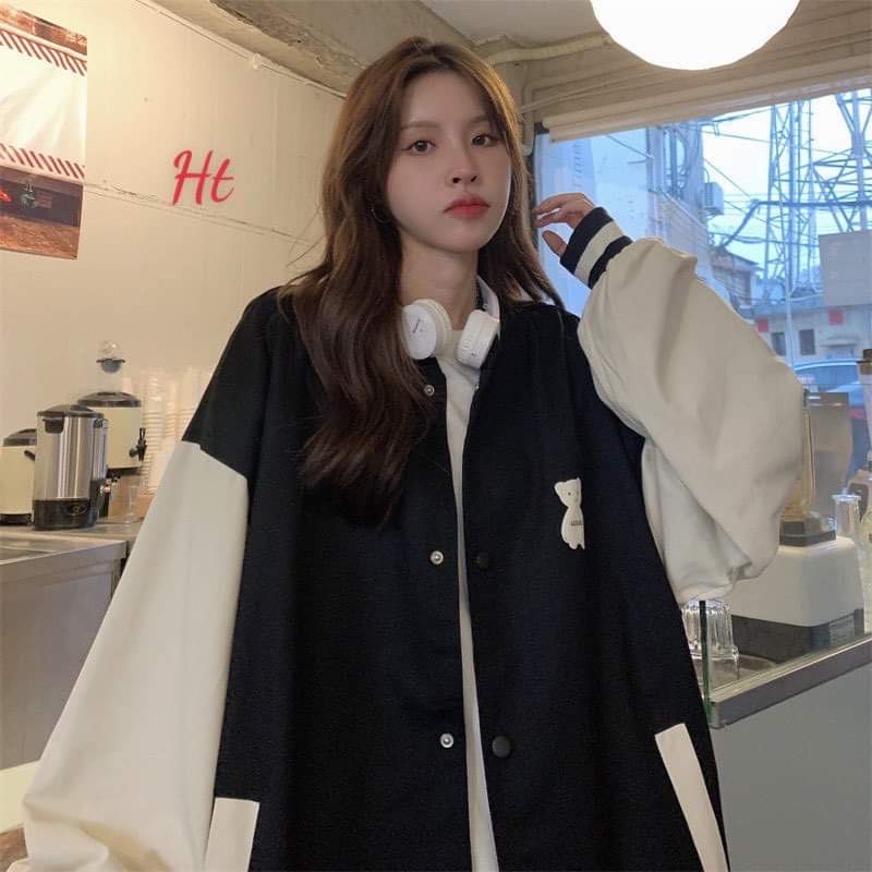 Áo bomber nỉ,logo gấu nhẹ nhàng cực kute