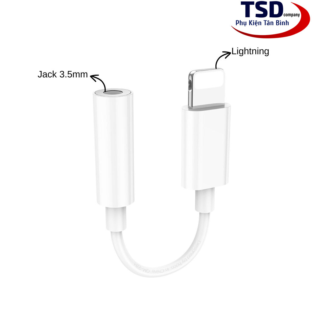Jack Chuyển Cổng Lightning Sang 3.5mm Hoco LS34 Chính Hãng
