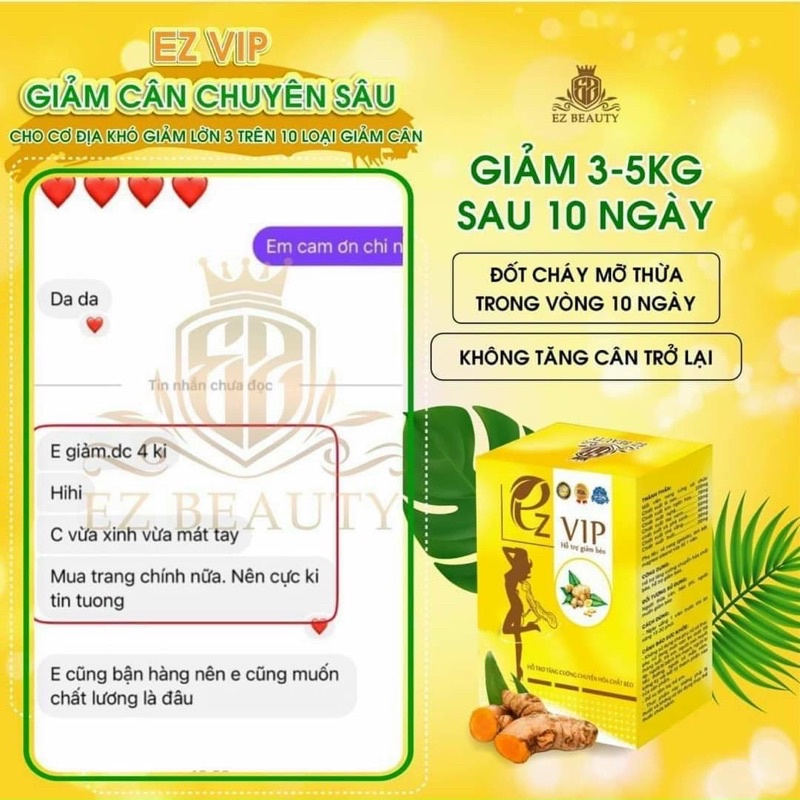 Combo giảm cân Ezvip hộp 10 gói
