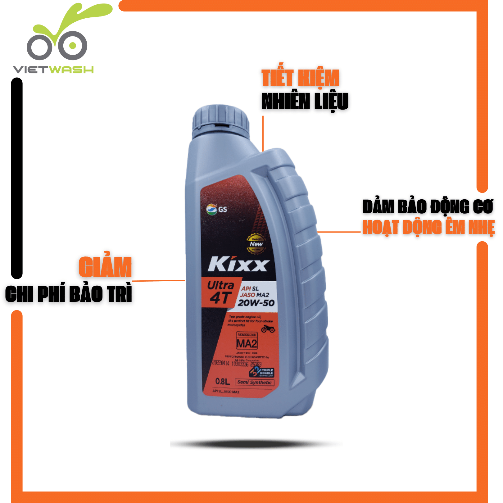 [KIXX] Nhớt xe số Kixx Ultra 4T 20W50 API SL 800ml [MIỄN PHÍ CÔNG THAY NHỚT]
