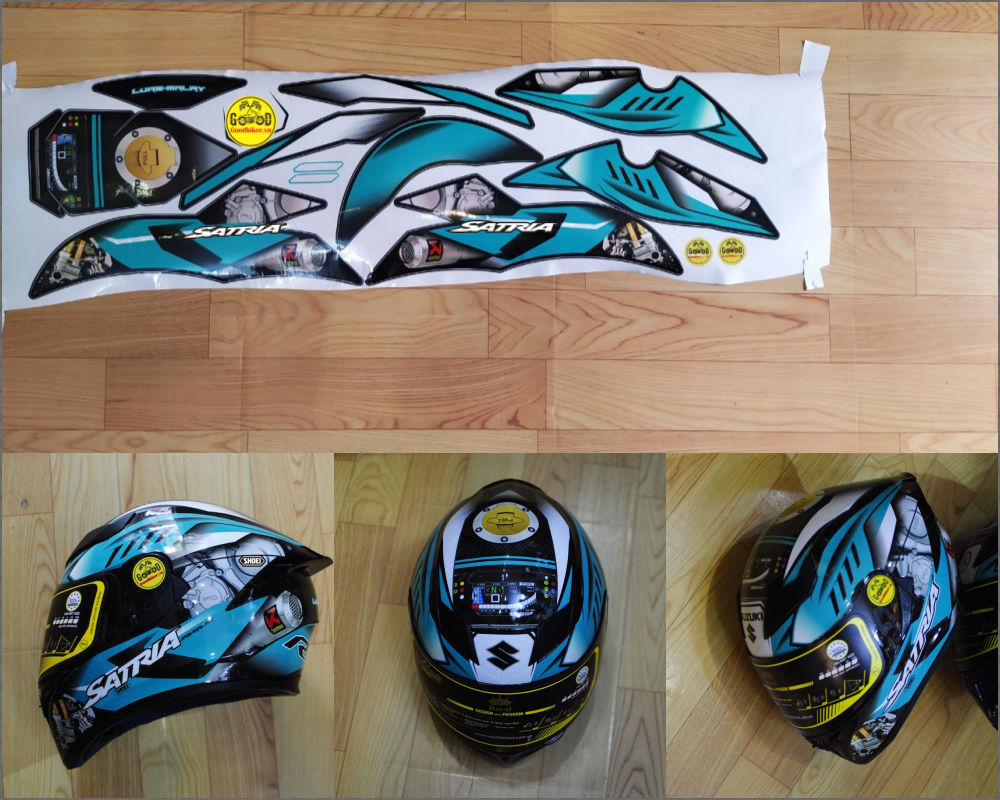 Tem dán mũ bảo hiểm Fullface Suzuki Satria