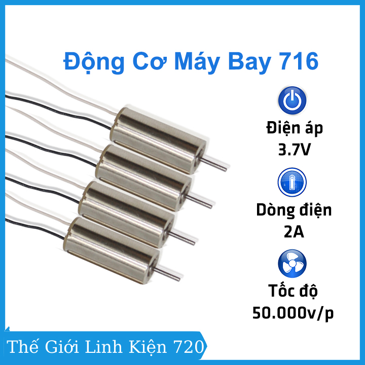 Động cơ máy bay 716 3.7v trục dài 5-8mm đường kính trục 1mm