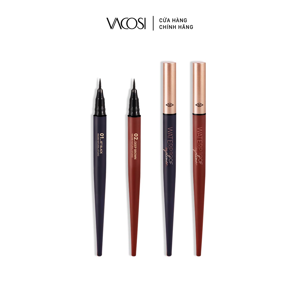 Bút Kẻ Mắt Nước Không Trôi Siêu Lì VACOSI WATERPROOF EYELINER - Đầu Bút Dạ, 2 màu mực Đen / Nâu đen