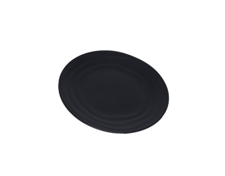Dĩa Nhựa Melamine Cạn Gân Đen Nhám (DCG 06N)