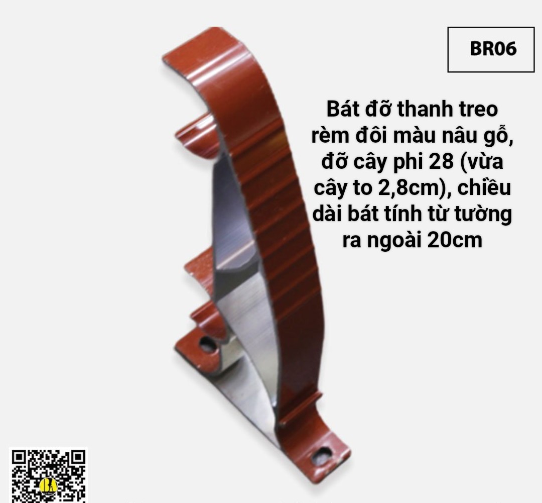 Giá (Bát) Đỡ Thanh Treo Màn Đôi, Rèm Cửa 2 Lớp Bằng Gỗ Căm Xe