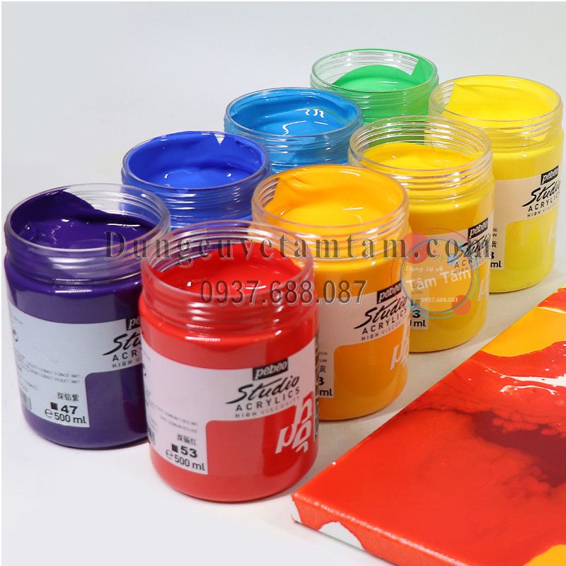 -Màu acrylic Pebeo 500ml, studio acrylics Pebeo 500ml