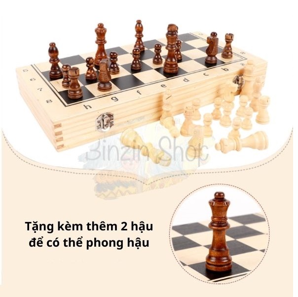 Cờ vua gỗ nam châm cao cấp 34cm (tặng kèm 2 hậu)