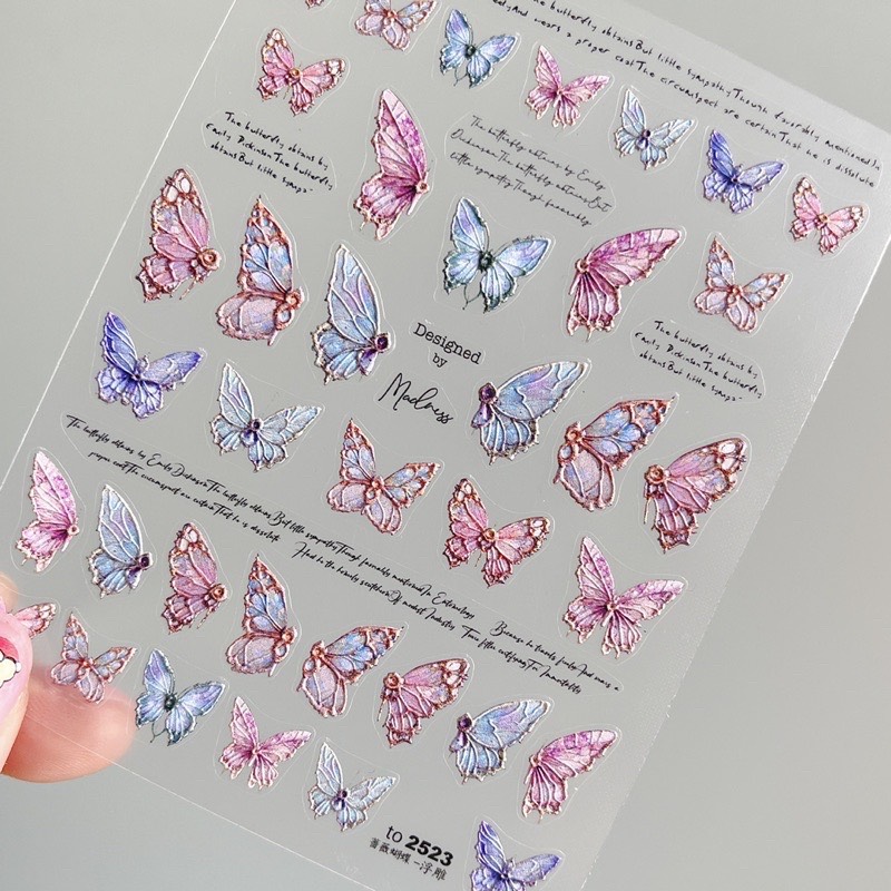 Sticker lụa 5d mẫu hoa cao cấp (2523)dán móng tay nail