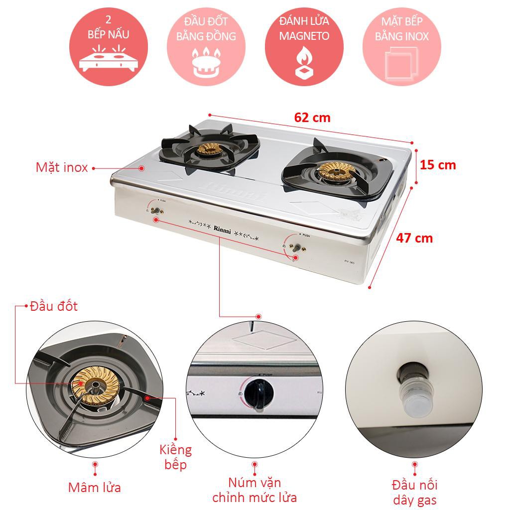 Bếp gas đôi Rinnai RV-365(SW)N (Bạc)