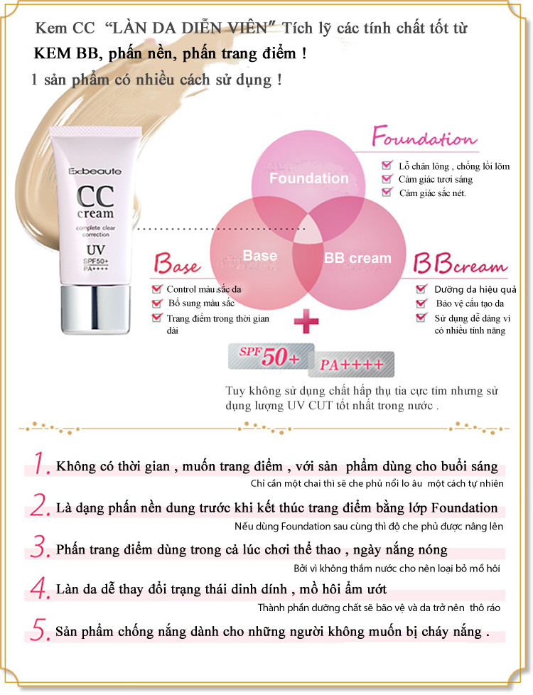 Kem Nền, Chống Nắng CC Cream Nhật Bản
