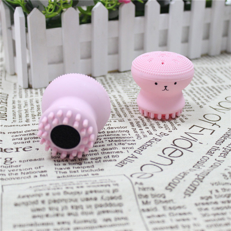 Bạch tuộc nhỏ rửa mặt bàn chải silicone rửa mặt bàn chải sứa bọt biển tẩy đen YVETTERY