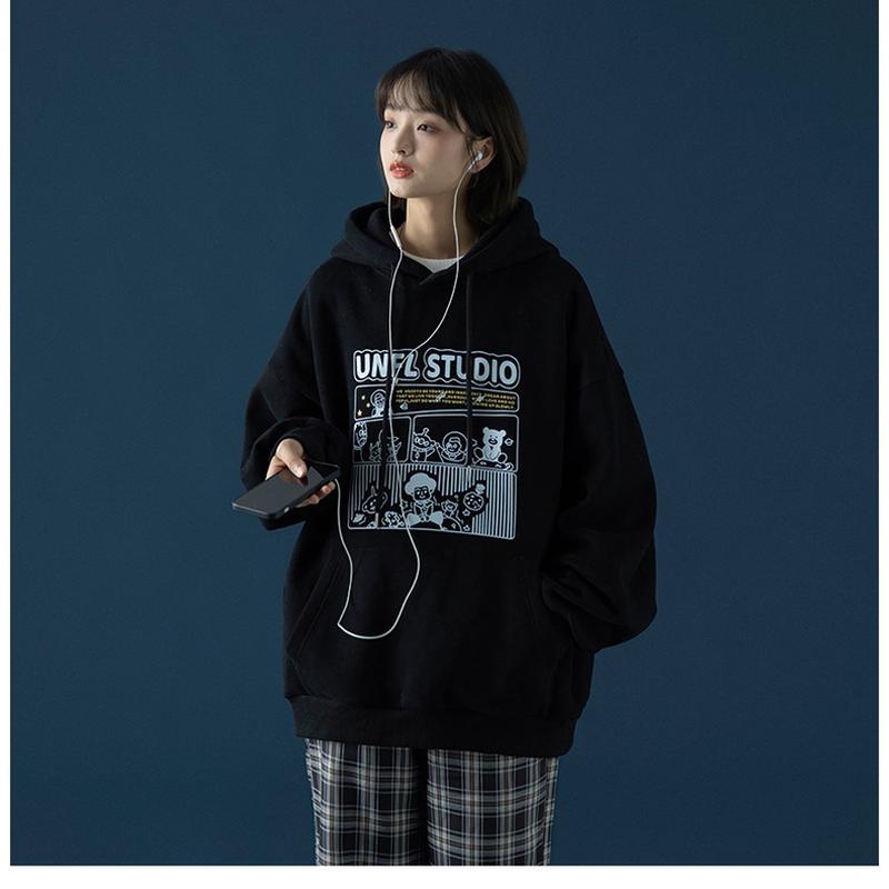 Áo Nỉ Chui Áo Nỉ SWEATER Nam Nữ Thu Đông - Áo Nỉ Thun Hoạt Hình Mẫu Mới - Mẫu ép sắt nét không bong tróc (có nón) S0