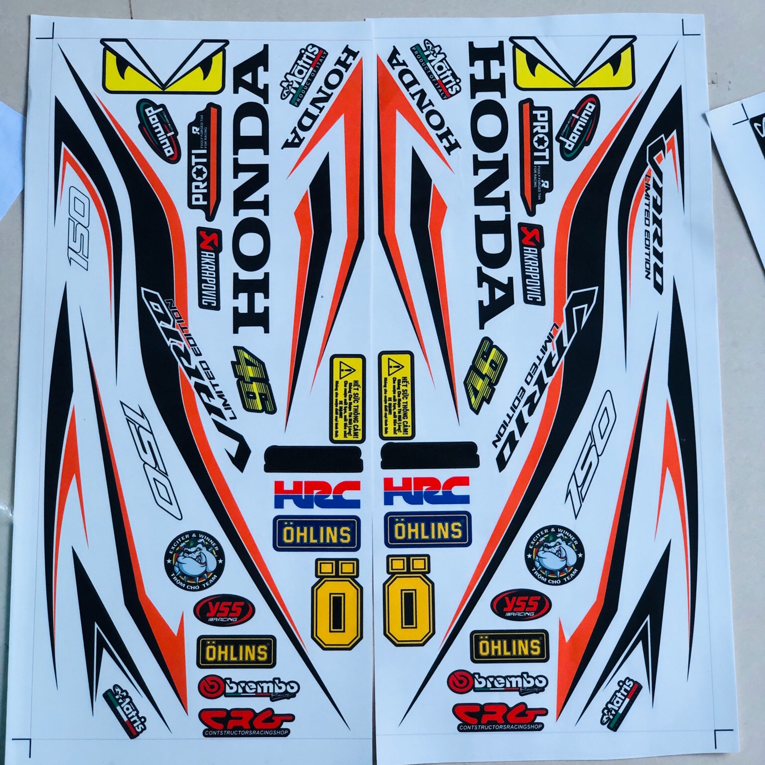 Tem rời Vario 150 2018 dán xe trắng